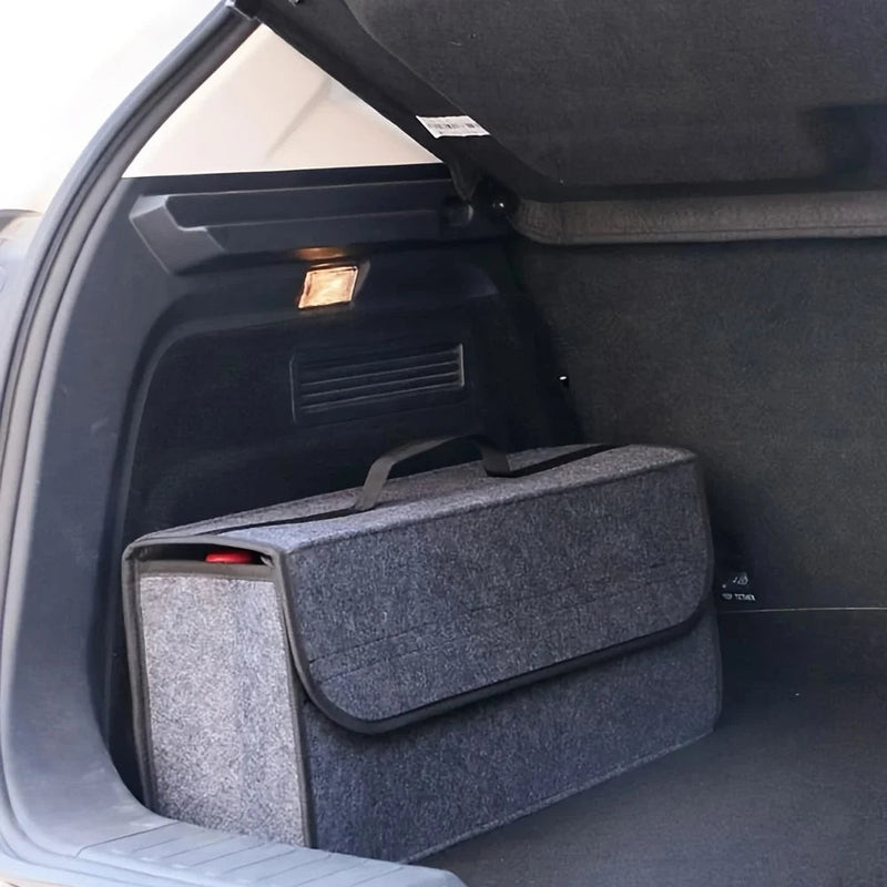 Car Boot Storage Organizer - Gray Anti-Slip Felt Compartment for Tools & Accessories