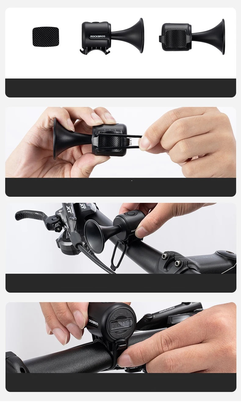 Electric Bike Horn – Loud Waterproof Bicycle Bell for Safety with Clear Alarm Sound for Day & Night Riding