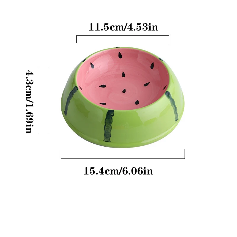 Fruit-Themed Ceramic Pet Bowl – Anti-Tip Food & Water Feeder in Watermelon, Strawberry & More