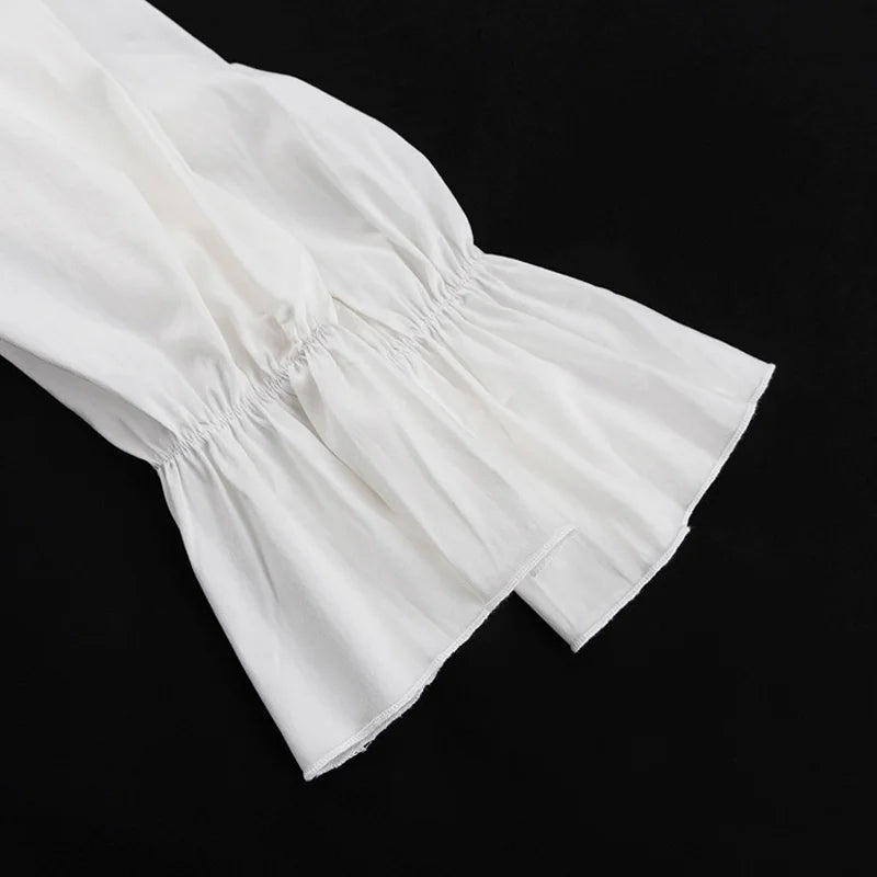 Sexy V-Neck Pleated Ruffle Mini Skater Dress – Long Sleeve, Flared Hem, & Autumn-Winter Feminine Elegance