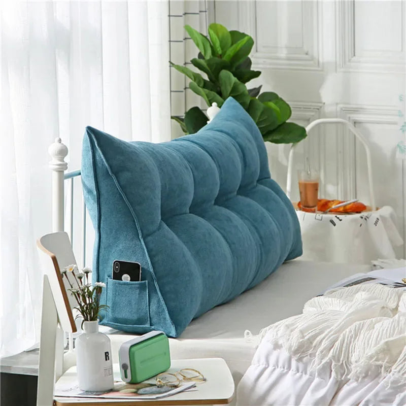 Triangular Bed Headboard Pillow – Large Backrest Cushion for Reading, Sleeping & Full Body Positioning Support
