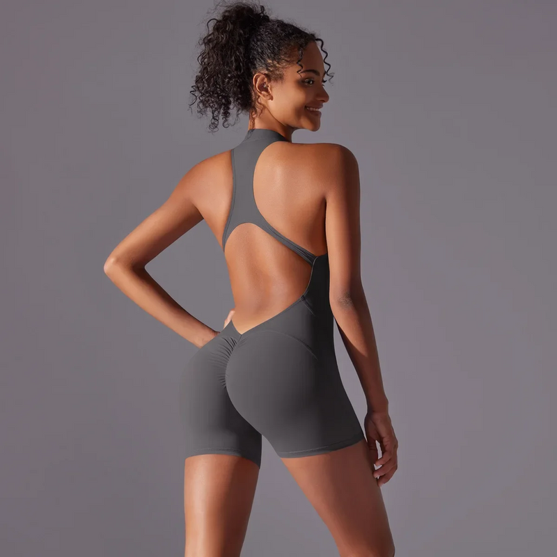 Seamless Yoga Jumpsuit – Sculpting One-Piece Fitness Wear with Hip-Lifting, Beauty Back Design, and a Barely-There Nude Feel Fit