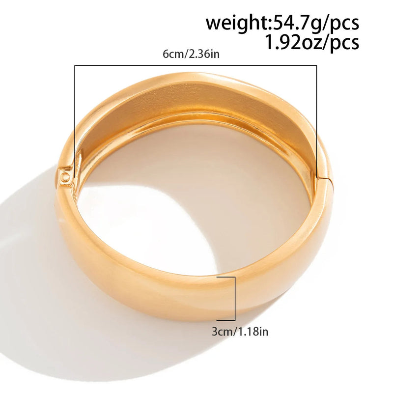 Chunky Water Drop Bangle - Bold Gold Open Cuff with Irregular Wave Design