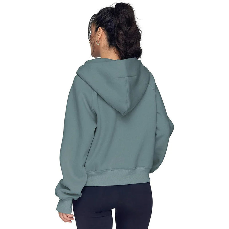 Half-Zip Fleece Hoodie Sweatshirt – Stylish Fall/Winter Pullover for Women’s Cozy Outfits and Streetwear Layers