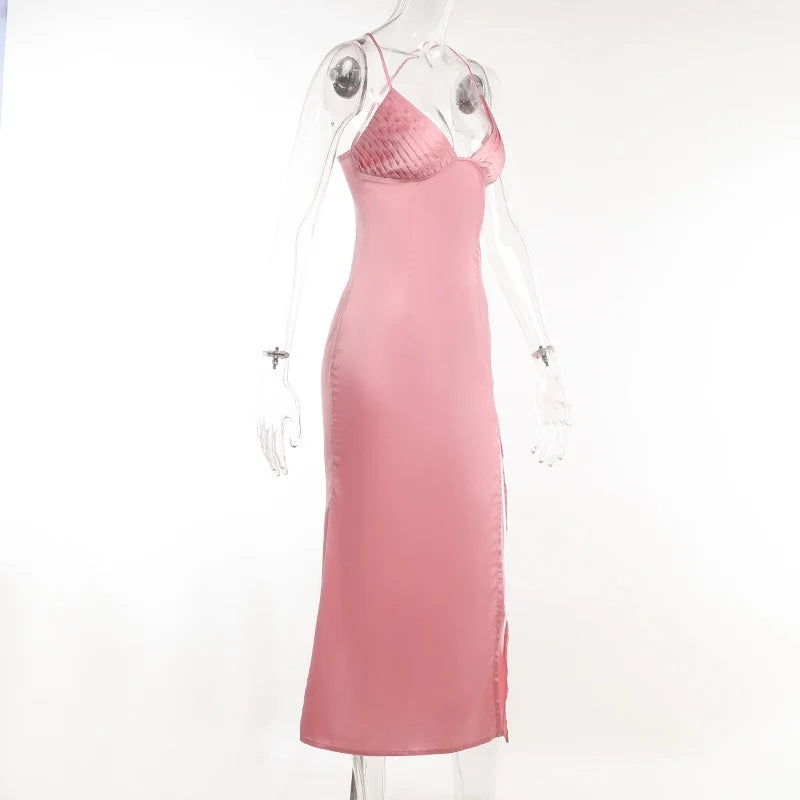 Backless Spaghetti Strap Slip Dress – Sexy Sleeveless V-Neck Bodycon Maxi for Elegant Party Looks
