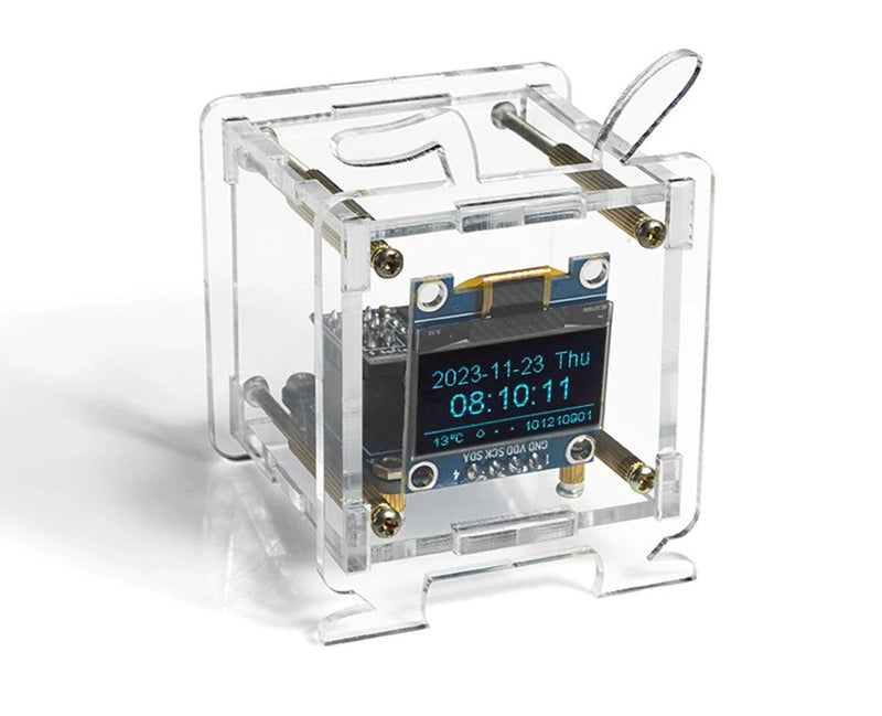 Mini Electronic Clock DIY Kit – 0.96" OLED Display with WiFi and Fun Soldering Assembly for Creative Tech Enthusiasts
