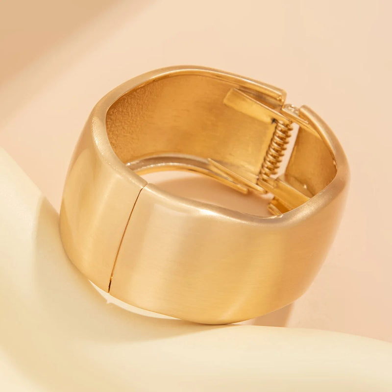 Chunky Water Drop Bangle - Bold Gold Open Cuff with Irregular Wave Design