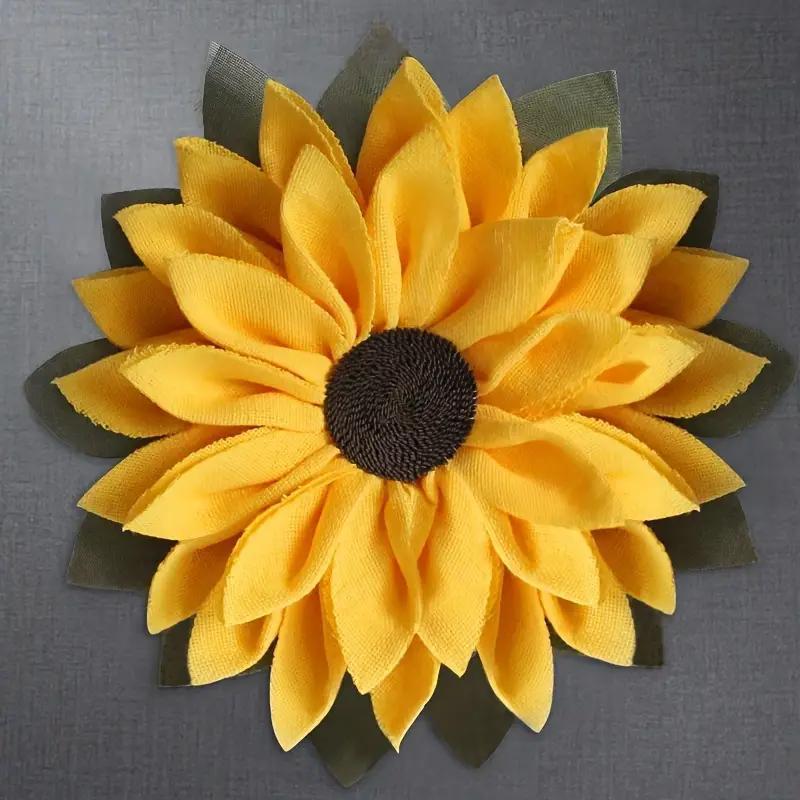 Vibrant Yellow Sunflower Fabric Wreath – Spring & Summer Door Charm for Weddings, Lei Day, Mother’s Day, or Holiday Celebration Décor