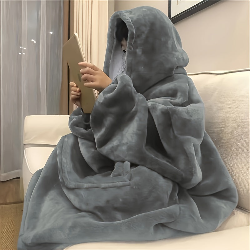 Wearable Double-Sided Hoodie Blanket – Ultra-Soft Reversible Pajama Sweatshirt for Snuggly Winter Comfort, Lounging, and Cozy All-Day Warmth