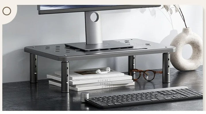 Adjustable Telescopic Computer Monitor Rack – Elevate Your Screen to Reduce Neck Strain with Sleek Desk Organizer Storage Stand