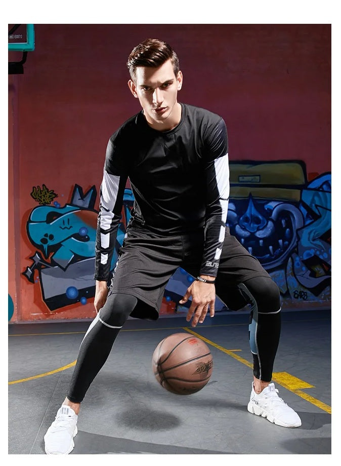 Men’s Fitness Compression Tracksuit Set – Sportswear with Leggings, Sweatpants & Rash Guard for Intense Training & Gym Performance