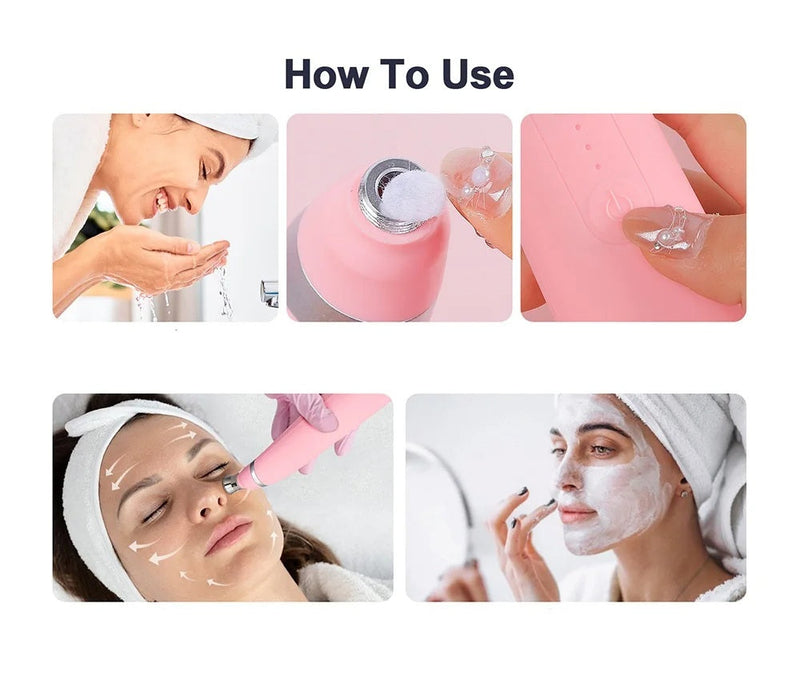 Diamond Microdermabrasion Facial Device - Portable Exfoliation Vacuum for Deep Cleaning, Blackhead Removal, and Glowing Skin Care