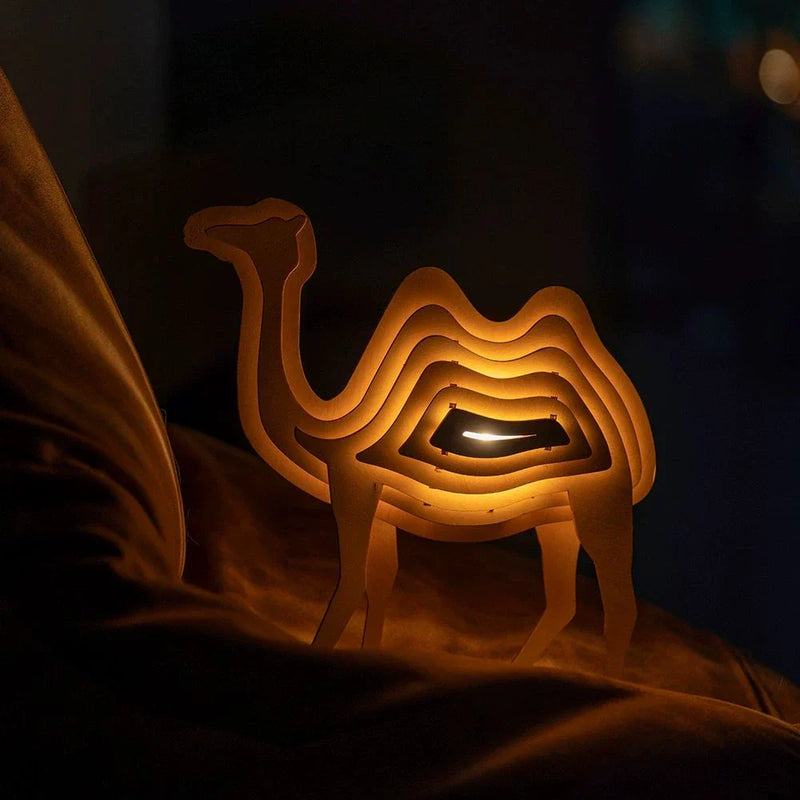 Wooden 3D Animal Lamp – Interactive DIY Night Light