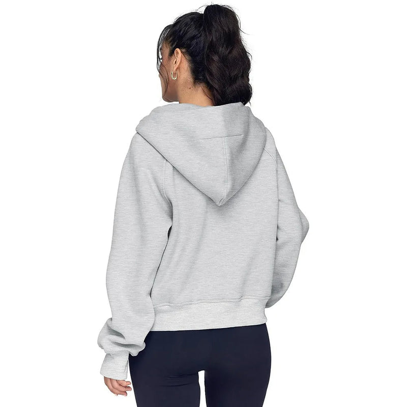 Half-Zip Fleece Hoodie Sweatshirt – Stylish Fall/Winter Pullover for Women’s Cozy Outfits and Streetwear Layers
