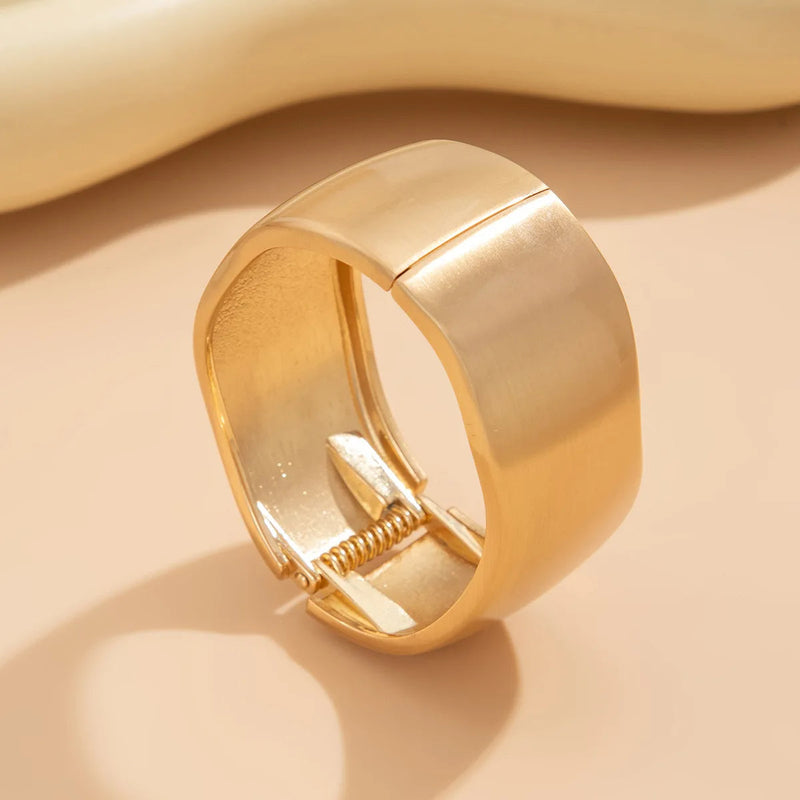 Chunky Water Drop Bangle - Bold Gold Open Cuff with Irregular Wave Design