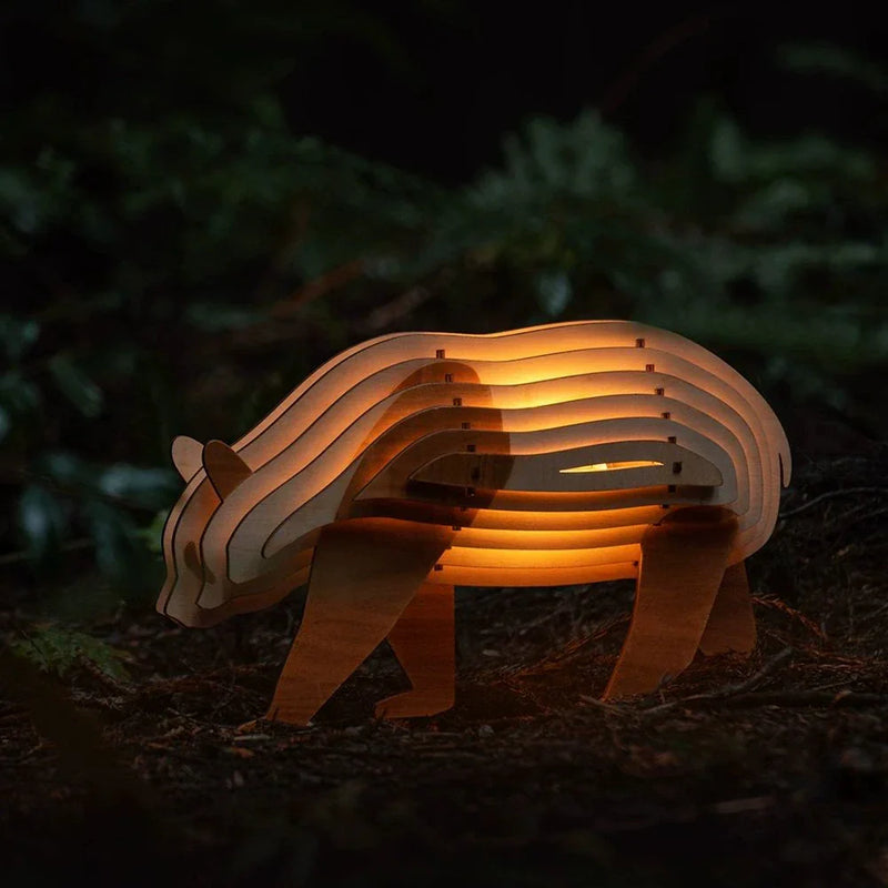 Wooden 3D Animal Lamp – Interactive DIY Night Light