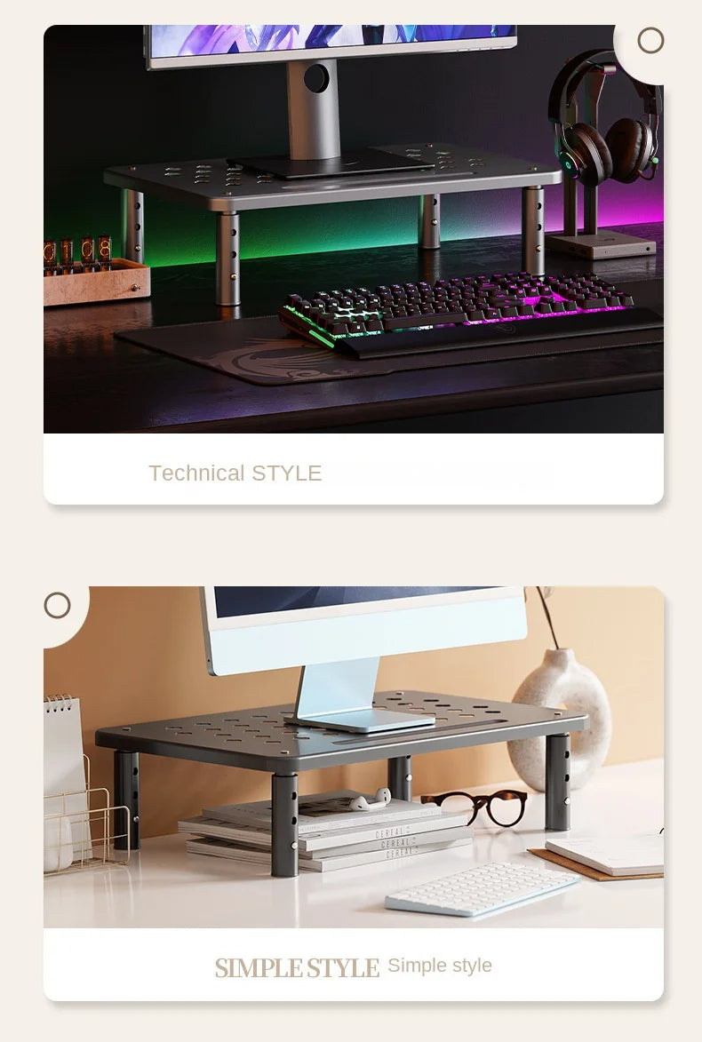 Adjustable Telescopic Computer Monitor Rack – Elevate Your Screen to Reduce Neck Strain with Sleek Desk Organizer Storage Stand