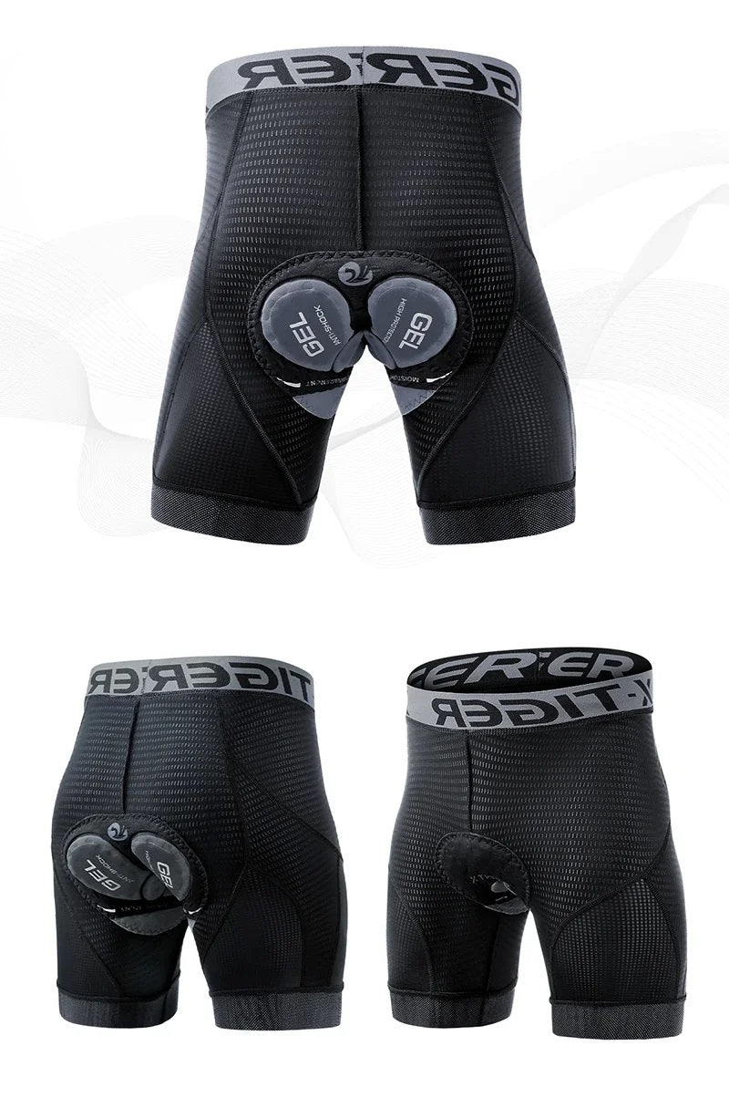 Breathable Men's Padded Cycling Shorts – 5D Underwear with Anti-Slip Leg Grips