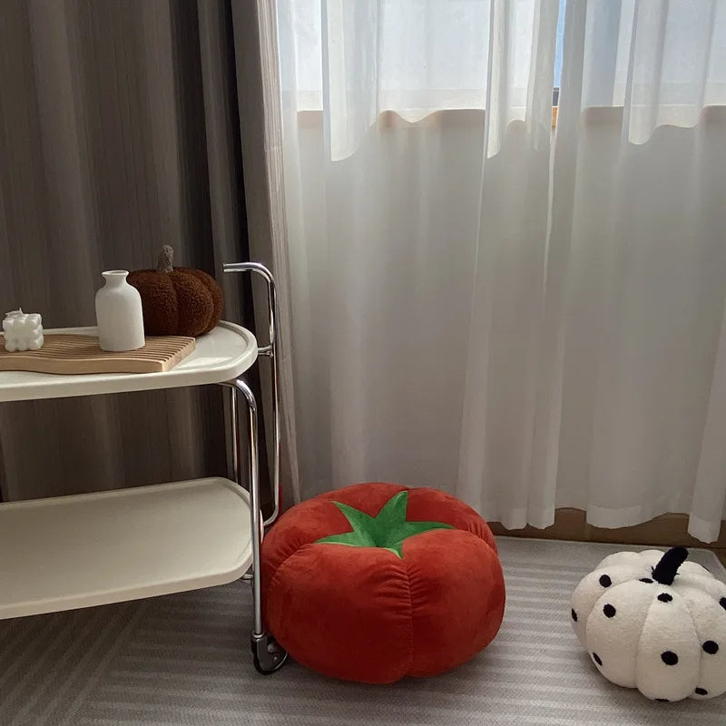 Tomato-Shaped Cushion – Thickened Round Pillow for Window Seat or Bedroom with a Fun Vegetable Design