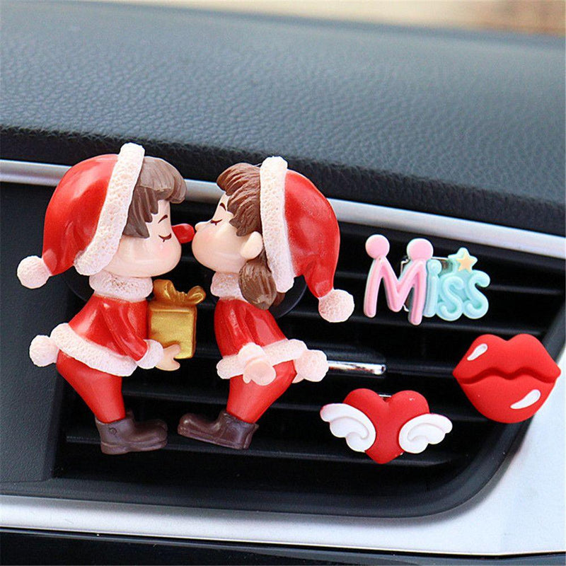 1PC Christmas Lovely Couple Girl Boy Car Air Vent Freshener Essential Oil Perfume Clip Scent Aromas Diffuser Auto Interior Decor
