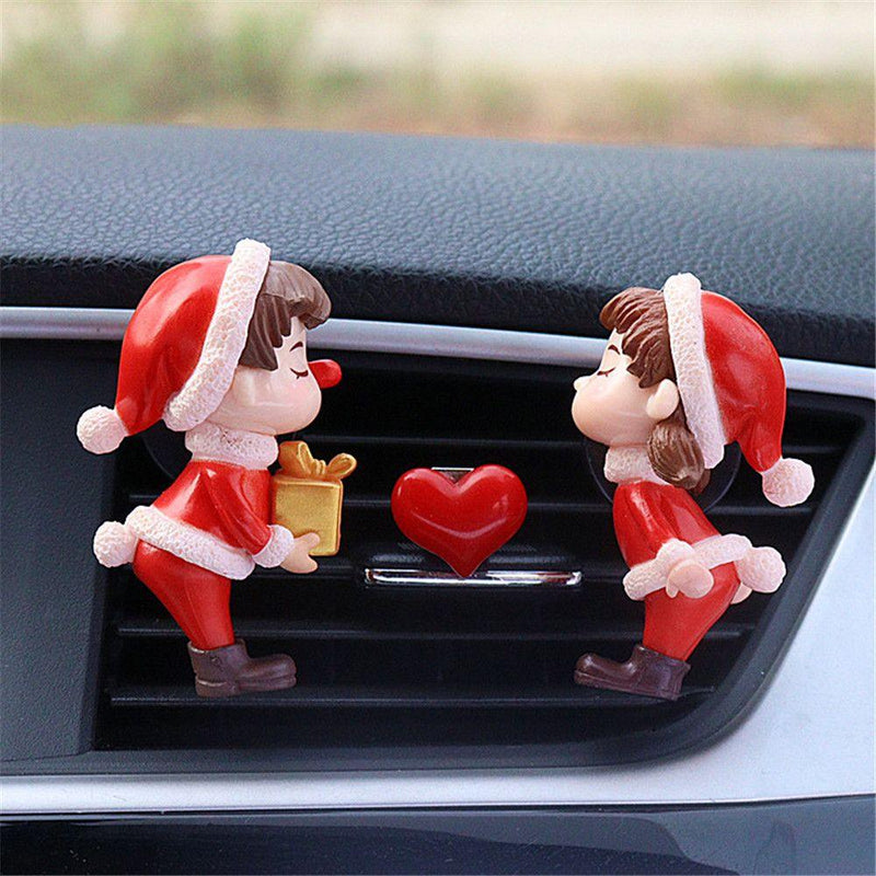 1PC Christmas Lovely Couple Girl Boy Car Air Vent Freshener Essential Oil Perfume Clip Scent Aromas Diffuser Auto Interior Decor