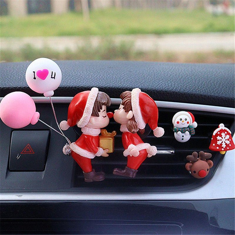 1PC Christmas Lovely Couple Girl Boy Car Air Vent Freshener Essential Oil Perfume Clip Scent Aromas Diffuser Auto Interior Decor