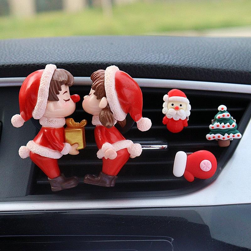 1PC Christmas Lovely Couple Girl Boy Car Air Vent Freshener Essential Oil Perfume Clip Scent Aromas Diffuser Auto Interior Decor
