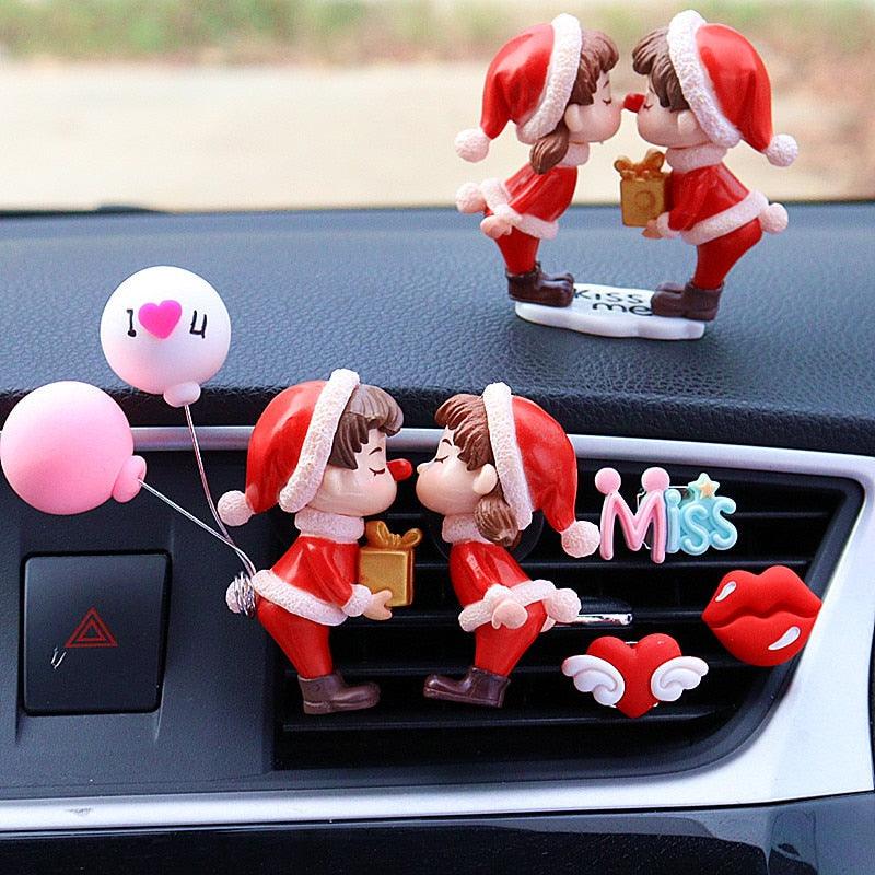 1PC Christmas Lovely Couple Girl Boy Car Air Vent Freshener Essential Oil Perfume Clip Scent Aromas Diffuser Auto Interior Decor