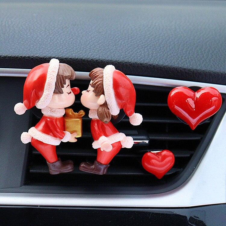 1PC Christmas Lovely Couple Girl Boy Car Air Vent Freshener Essential Oil Perfume Clip Scent Aromas Diffuser Auto Interior Decor
