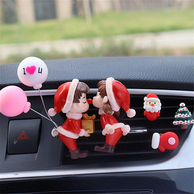 1PC Christmas Lovely Couple Girl Boy Car Air Vent Freshener Essential Oil Perfume Clip Scent Aromas Diffuser Auto Interior Decor