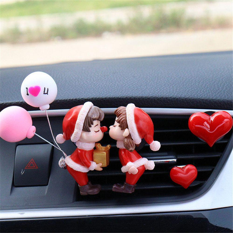 1PC Christmas Lovely Couple Girl Boy Car Air Vent Freshener Essential Oil Perfume Clip Scent Aromas Diffuser Auto Interior Decor