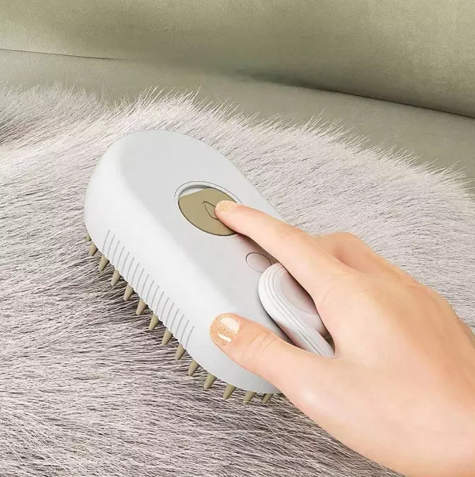 3-in-1 Pet Electric Steam Brush for Cats & Dogs - Cleaning Spray, Massage Grooming Comb & Retractable Handle for Pet Hair Removal