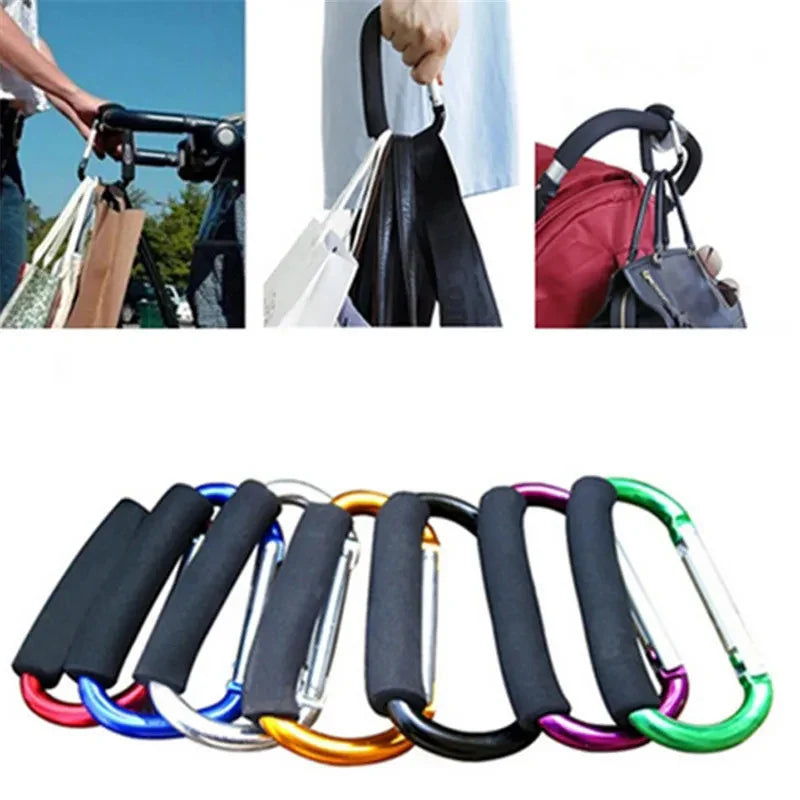 Aluminum Alloy Cart Hook – Sturdy D-Shaped Buckle for Baby Strollers, Shopping Bags, and Outdoor Climbing Gear Organization