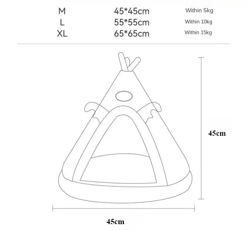 Triangle Pet Tent Bed – Four-Season Triangle Nest for Dogs & Cats with Plush Mattress
