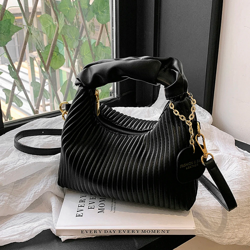 PU Leather Pleated Cloud Crossbody Bag – Small Tote Purse for Chic & Casual Everyday Style