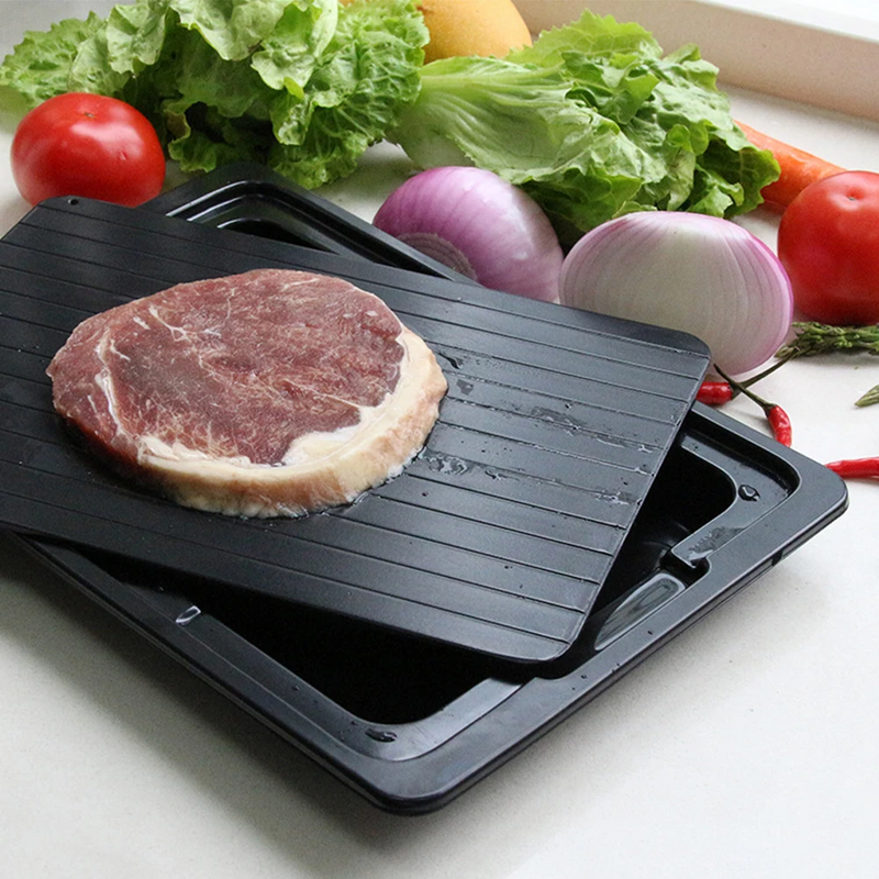 Aluminum Defrosting Tray – Quick Thawing Plate with Drip Pan for Frozen Meat and Food in Large Size