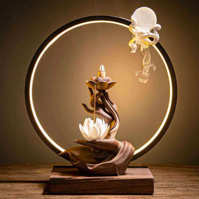 Buddha Hand Backflow Incense Burner LED Lamp