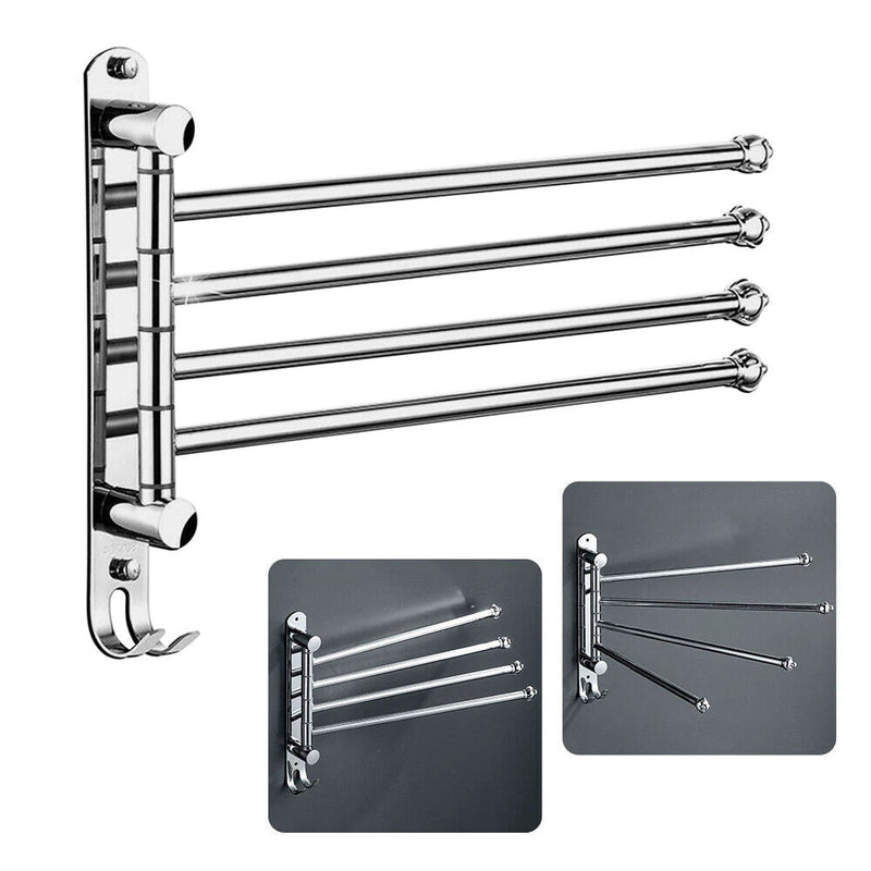 4-Arm Turning Stainless Bar Bathroom Hanger Rack