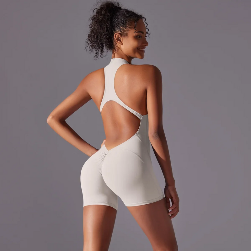 Seamless Yoga Jumpsuit – Sculpting One-Piece Fitness Wear with Hip-Lifting, Beauty Back Design, and a Barely-There Nude Feel Fit