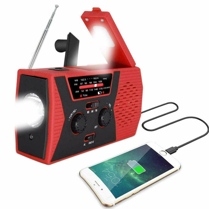 Emergency Solar Hand Crank Radio with LED Flashlight