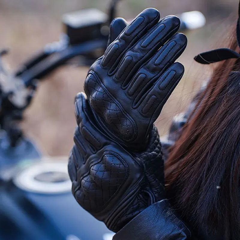 Waterproof Real Leather Motorcycle Gloves - Touchscreen & Protective