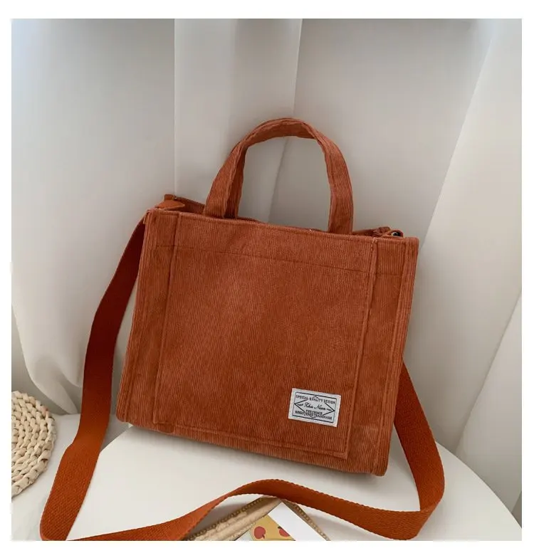 Corduroy Small Square Shoulder Bag – Trendy Women’s Large-Capacity Handbag, Ideal for Students, Shopping, Work & Travel