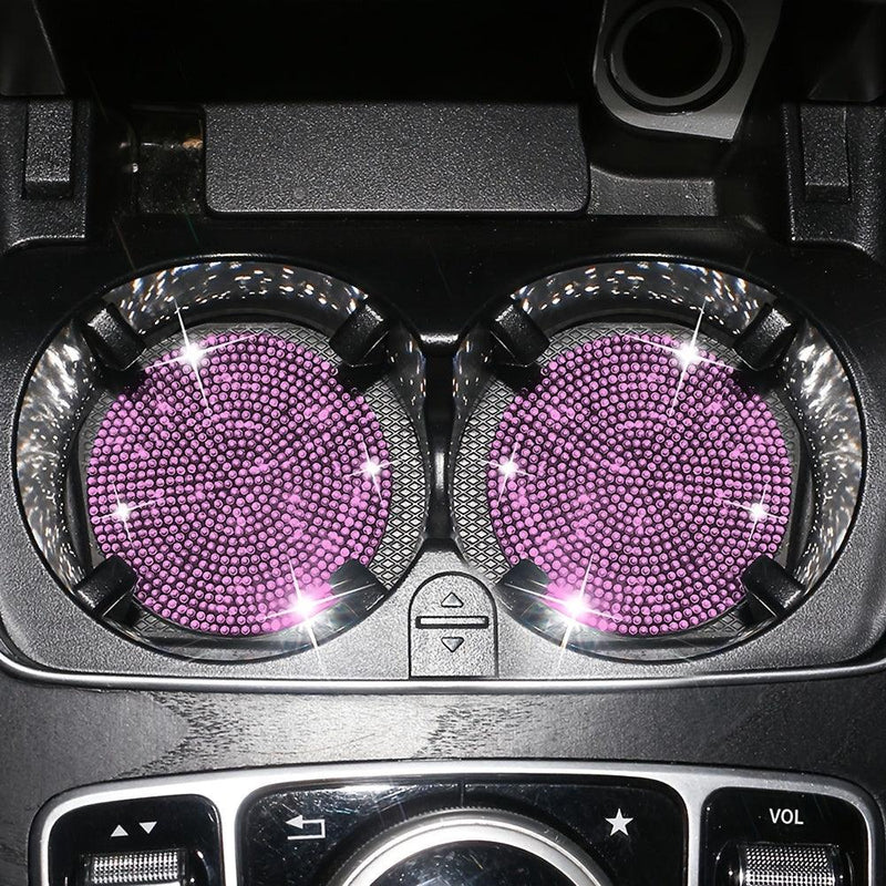 2PCS Multi-functional ArtifDiamond Car Coasters Water Cup Slots Non-slip Pads Silicone Pads Cup Holder Pads Car Gadgets Glitter Car Accessories Women
