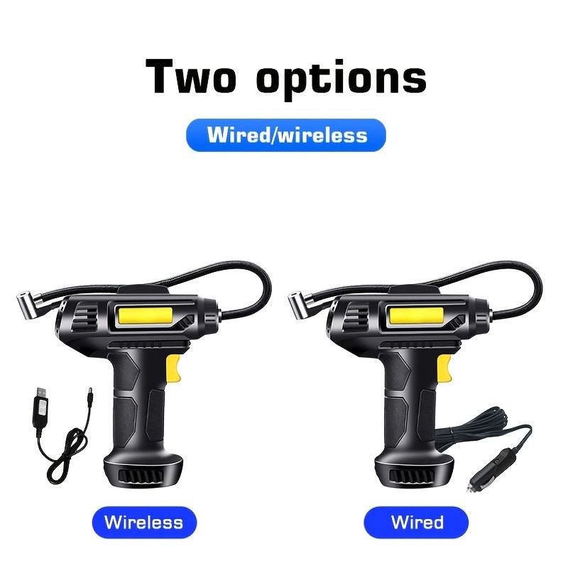 120W Portable Car Air Compressor, Wired/Wireless Handheld Car Inflatable Pump Electric,Automobiles Tire Inflator With LED Light For Car