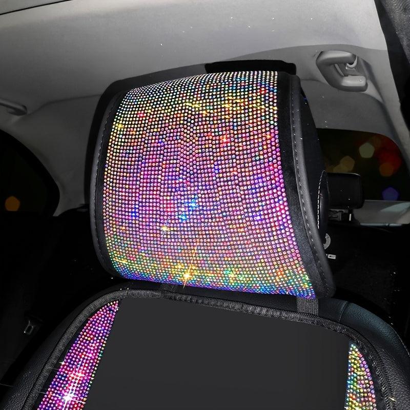 1pc Bling Auto Car Neck Pad Crystal Rhinestone Artificial Diamond Head Pad Pillow Women Girls Car Interior Accessories