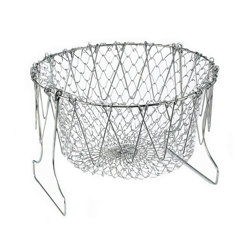 Ultimate Chef Basket - Foldable Steam Rinse Strain Fry French Chef Basket Magic Fries Bask