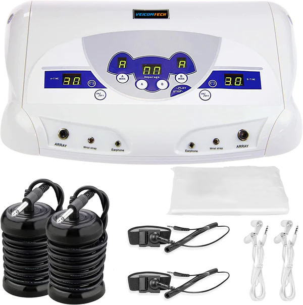 2024 Ionic Foot Bath Detox Machine, Foot Detox Mahcine SPA for 2 Users with MP3 Music Player, Including 2 Earphones, 2 Wrist Straps, 2 Arrays, 5 Foot Basin Liners