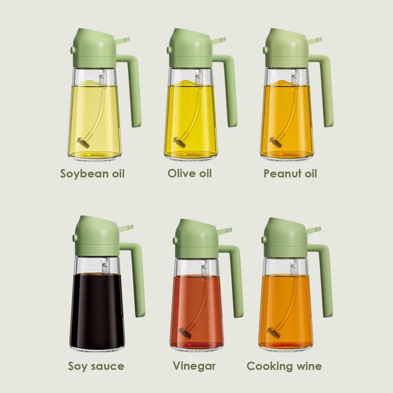 2-in-1 Oil Dispenser Bottle | Oil Sprayer and Dispenser | Healthy Cooking