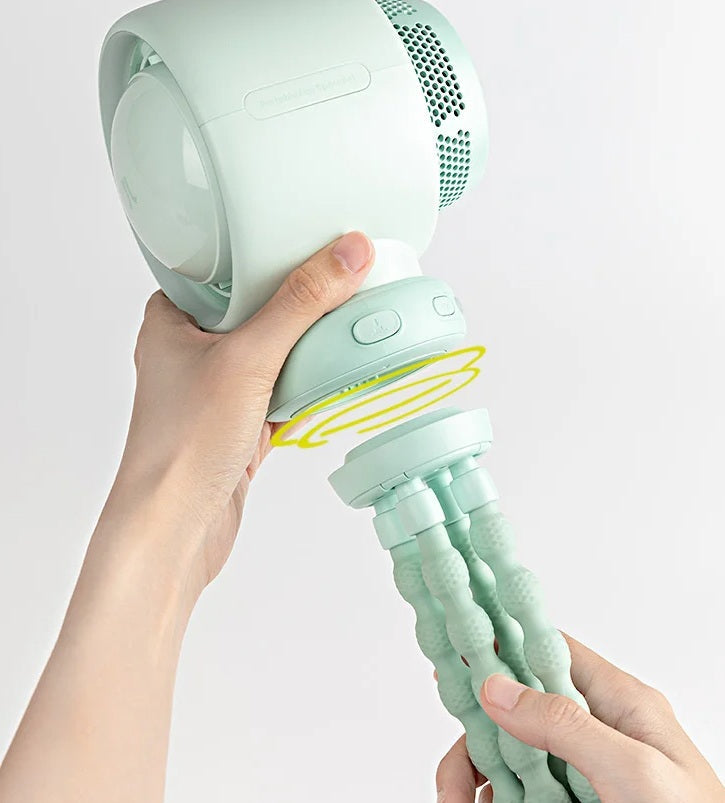 Portable Baby Stroller Fan - 5000mAh Rechargeable Crib Fan with LED Light, Natural Wind, Silicone Bracket, and Air Purification