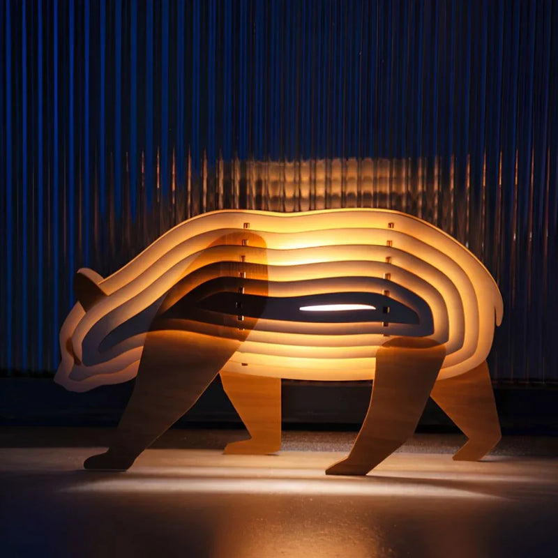 Wooden 3D Animal Lamp – Interactive DIY Night Light